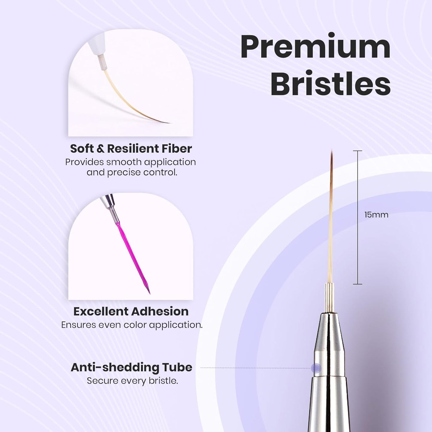 Beetles Nail Art Brushes, 1pcs Liner Brush Size 15mm Painting Art Design Manicure Pen Detachable Handle and Protect Cap Professional Nail Tools for Lines, Details, Fine Drawing