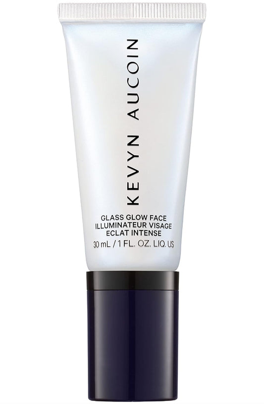 Kevyn Aucoin Glass Glow Face, Crystal Clear: Multi-purpose universal dewy highlighter for face and body. Creates glowing youthful-looking hydrated skin with a glassy complexion. Makeup artist go to.