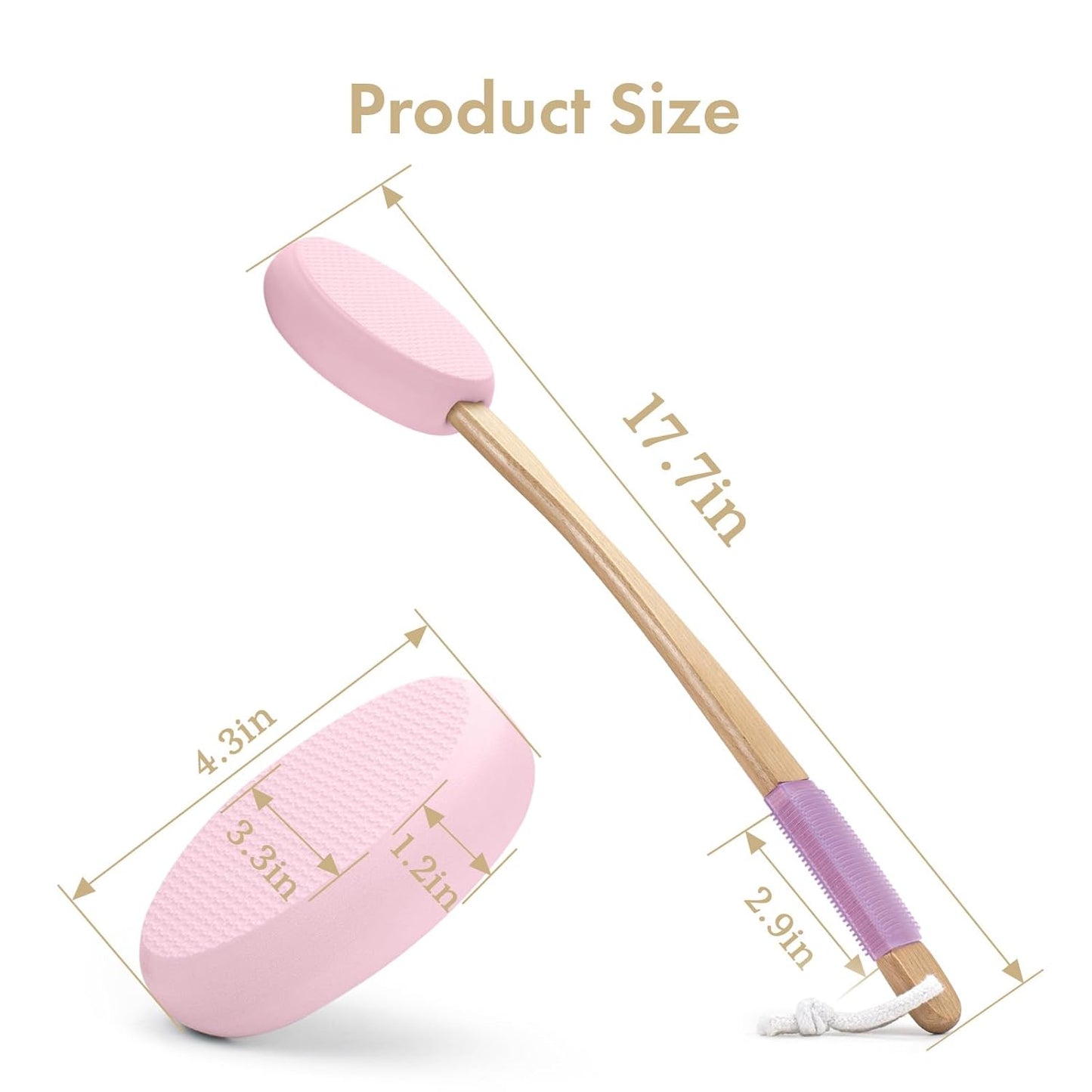 AmazerBath Lotion Applicator for Back, Feet, 4 Replaceable Pads with Long Handle, Back Sunscreen Applicator for Elderly, Women, Apply Cream Medicine Skin Cream Moisturizer Sunscreen Tanner, Pink
