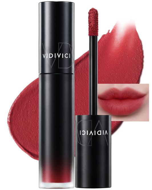 VIDIVICI Millennial Velvet Lip Tint - Thin, Comfortable & Long-Lasting Wear with Matte Finish - Seamless, Rich and Vibrant Shades - Moisture-Filled & Lightweight Texture. 0.15 fl.oz. (05 RED OVER)