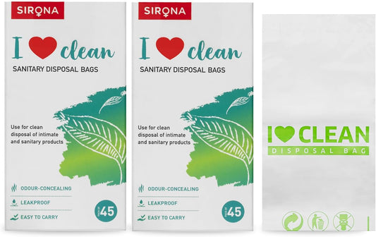 Sirona Personal Disposal Bags – 90 Count | For Discreet Disposal of Sanitary Pads, Panty Liners, Tampons & Condoms | Compact & Odour-Resistant Design