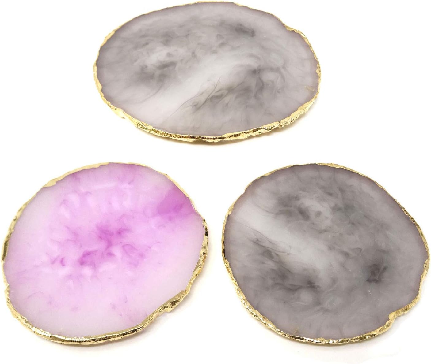 Honbay 2PCS Golden Edge Resin Nail Art Palettes Drawing Plates Manicure Display Tools for Women