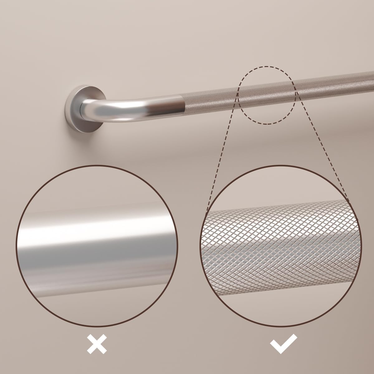 20 Inch Anti Slip Shower Grab Bar, Munzong 2 Pack Stainless Steel Bathroom Grab Bar, Brushed Nickel Knurled Bathroom Balance Bar,Safety Hand Rail Support Handicap Elderly Senior Assist Bath Handle