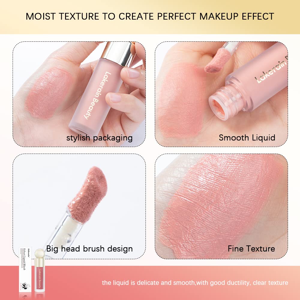 Liquid Blush For Cheeks, Soft Velvet Cream Blush Face Blush Makeup, Pink Blush Red Blush Skin Tint, Natural-Looking Matte Finish Makeup Blush Stick, Waterproof&Long Lasting Dewy Cheek Tint, Moisturizing&Lightweight Blendable Feel Blush Makeup (1#)