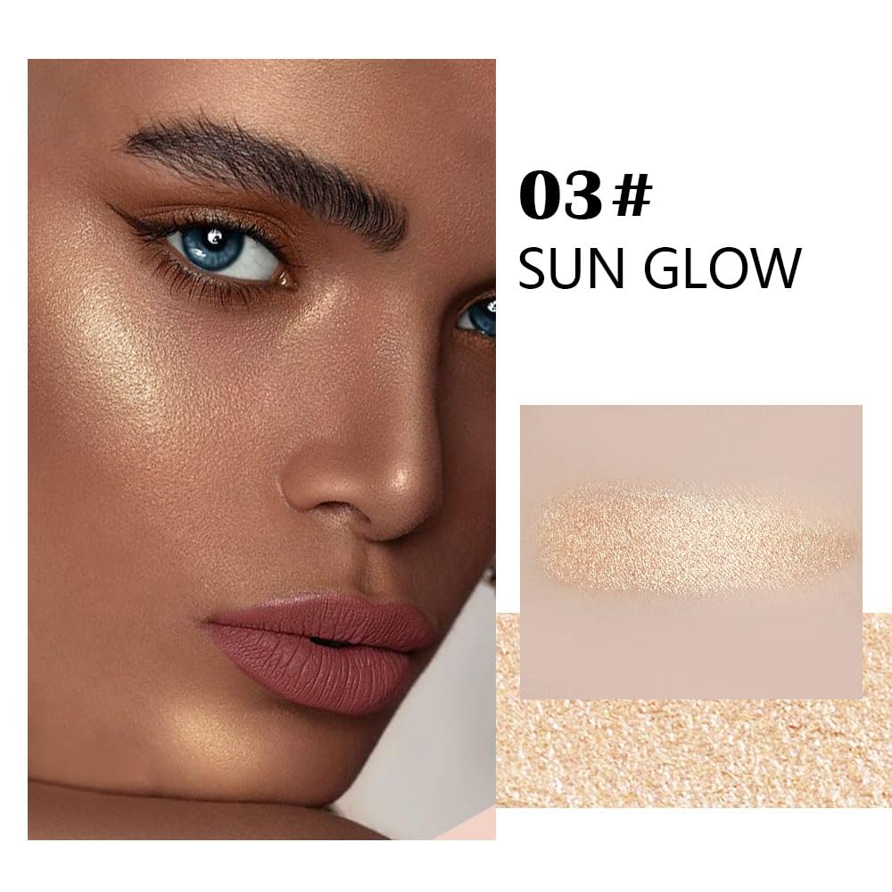 evpct Sun Glow Face Highlighter Makeup Shimmer Glitter Diamond Sparkly Highlighters Makeup Palette Powder for Face Body Cheek Skin iluminadores iluminador de jos maquillaje luminizers E03