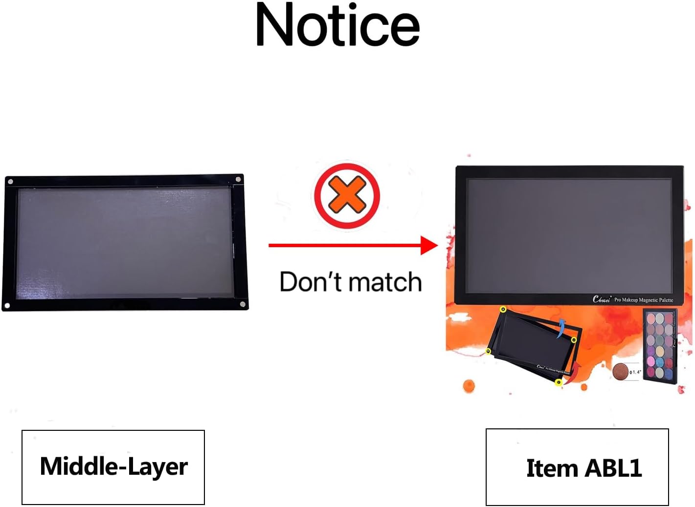 Acrylic Magnetic Makeup Palette Eyeshadow Palette Empty for ABL2 and dABL2 only Additional Stackable Layer for More Space (Stackable Single Layer) Unsuitable for ABL1