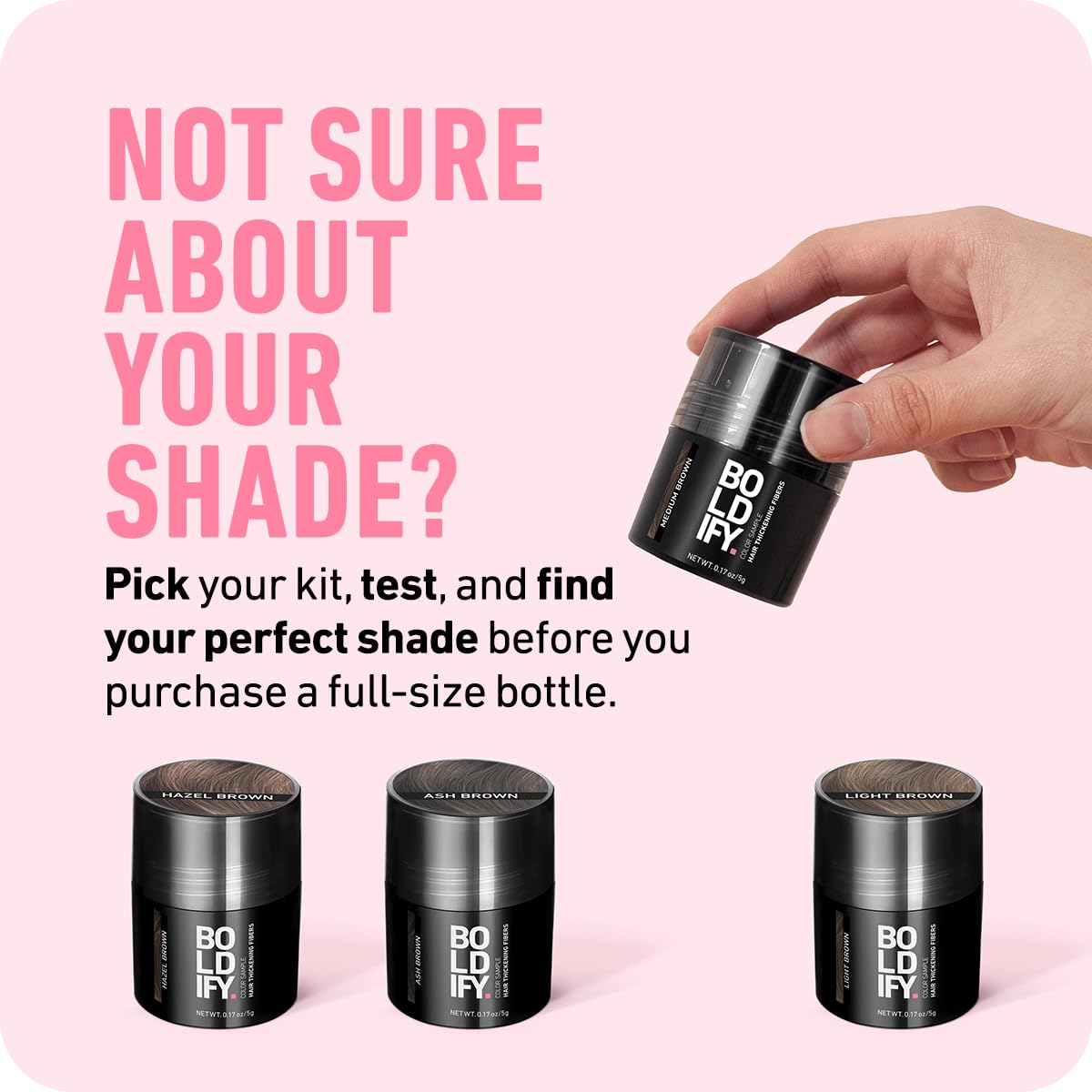 Boldify Hair Fibers Color Sample Kit - Fill In Thinning and Fine Hair for an Instantly Fuller, Thicker Look - 14 Shades for Women & Men - Reds