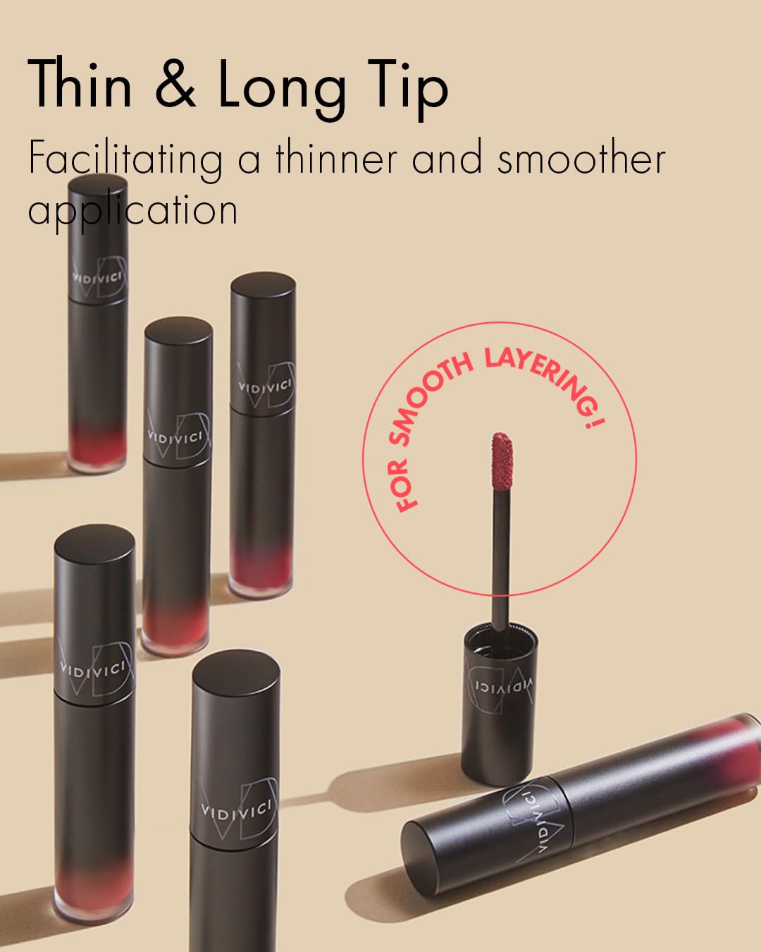 VIDIVICI Millennial Velvet Lip Tint - Thin, Comfortable & Long-Lasting Wear with Matte Finish - Seamless, Rich and Vibrant Shades - Moisture-Filled & Lightweight Texture. 0.15 fl.oz. (05 RED OVER)