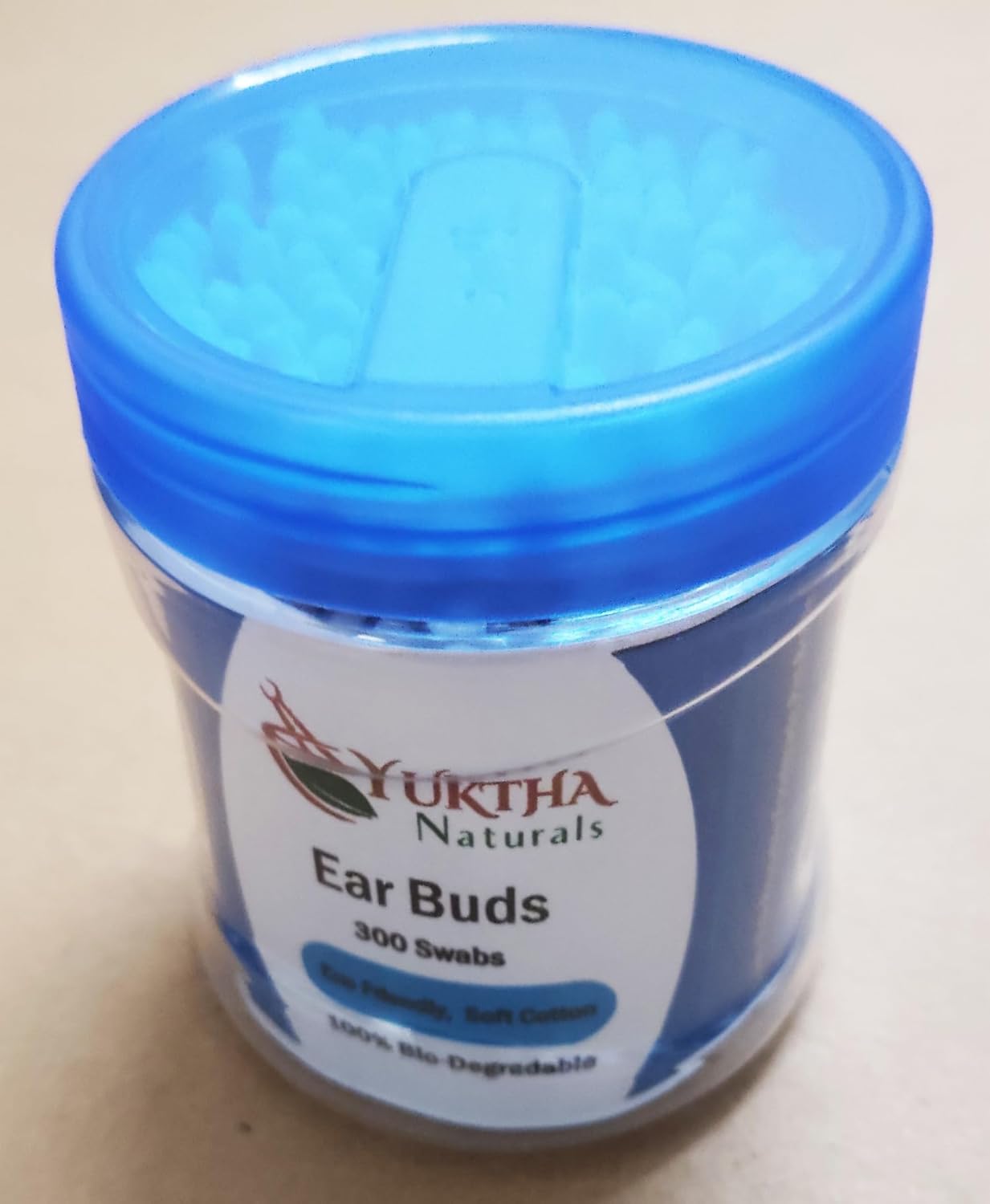 Cotton Swab Ear Buds with Wooden Sticks, Reusable Pet Bottle - 100% Biodegradable