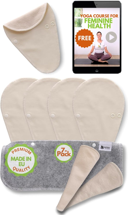 Made in EU - Ultra-Soft Reusable Panty Liners (Tanga, 7-Pack) – High-Temp Washable Cloth Panty Liners for Women – Breathable Secure-Fit Organic Cotton Keeps You Fresh & Dry for Daily Vaginal Discharge