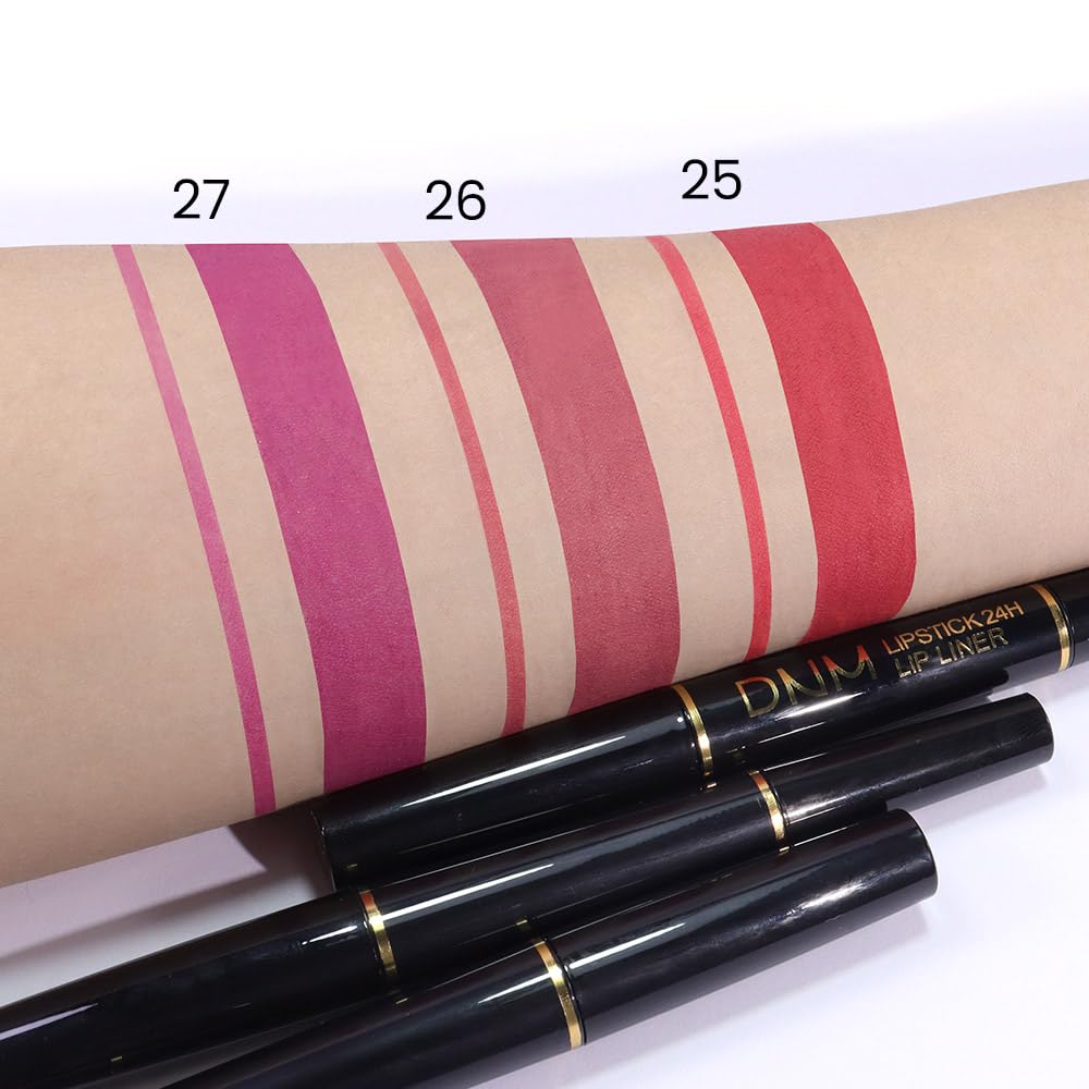 evpct 1Pcs Ruby Red Matte Lip Liner and Lipstick Combo Set Kit for Women, Magic Neutral Lipsticks 24 Hours Original Lipstick and Lips Liner Pencil Stain Gloss Makeup Long Lasting Waterproof, 25#