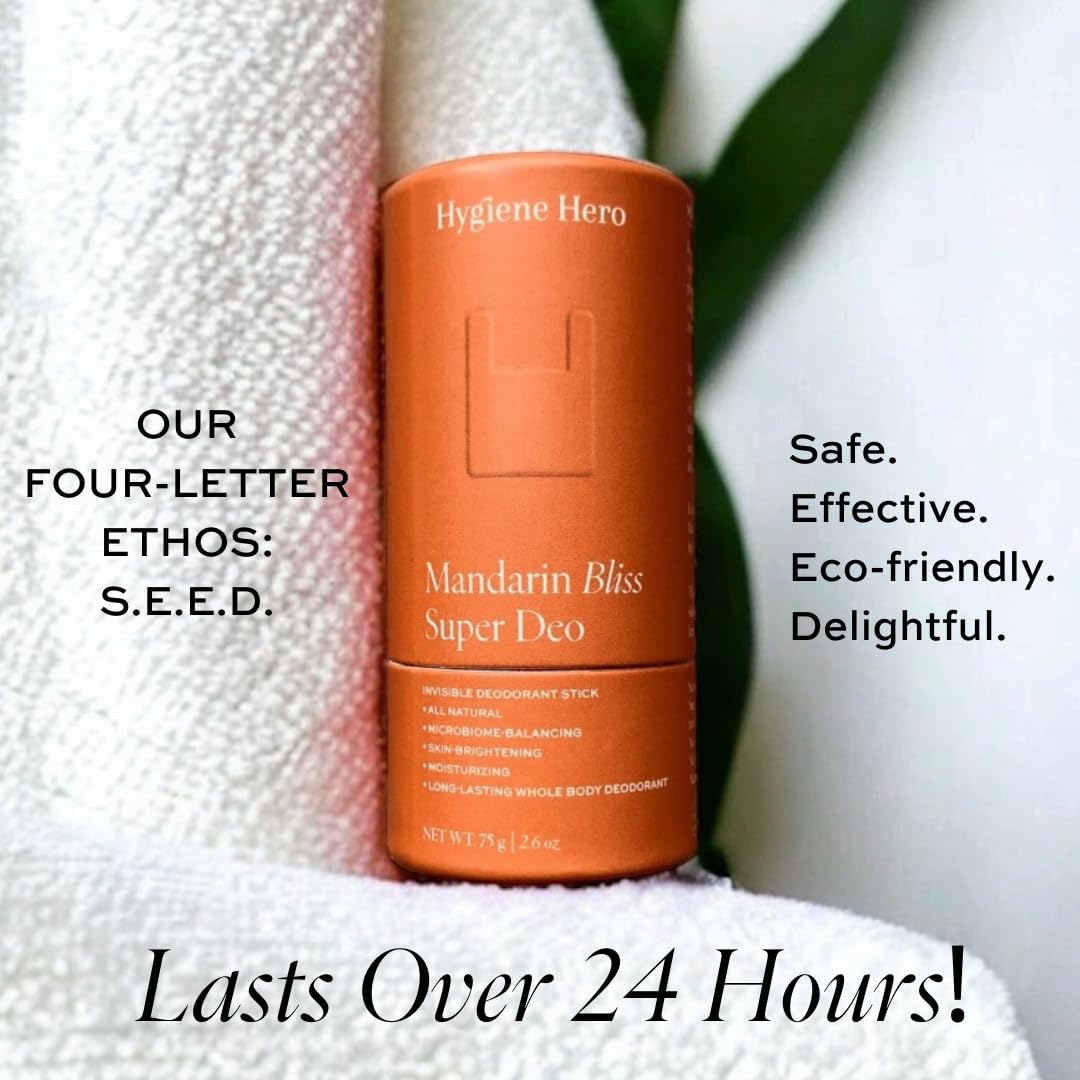 Super Deo - Mandarin Bliss | Invisible Deodorant Stick | Natural Deodorant for Men and Women | Aluminium Free | Mitigate Ingrown Hair | Mandarin and Orange Scent