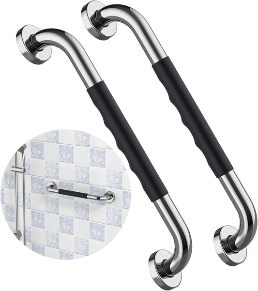 2 Pack 16 Inch Shower Grab Bar w/Anti Slip Rubber Grip,ZUEXT SUS304 Stainless Steel Bath Grab Bar,Bathroom Balance Bar,Wall Mount Safety Handrail Support,Handicap Injury Elderly Senior Assist Handle
