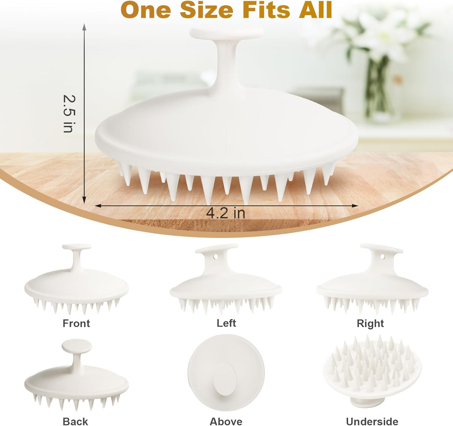 Silicone Scalp Massager Shampoo Brush, Scalp Brush for Hair Growth & Dandruff Removal, Hair Scrubber Scalp Stimulator Exfoliator Brush with Soft Bristles for Wet Dry Scalp Care (White)