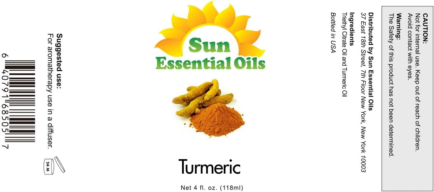 Sun Essential Oils Turmeric Essential Oil - Pure Aromatherapy Oil for Diffuser & Massage - 4 Fluid Ounces