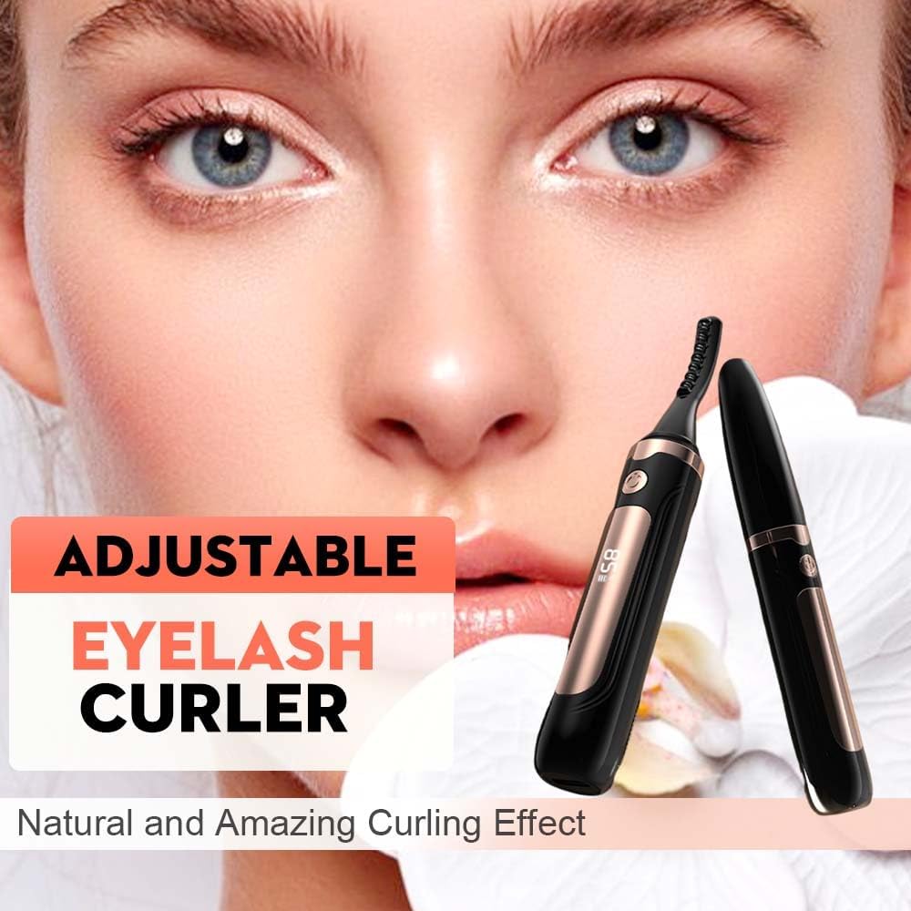 Heated Eyelash Curler, 2025 New Electric Eyelash Curler with LED Display, Portable Rechargeable Eye Lash Curlers Heated Makeup Tool for Women Girls (Black)