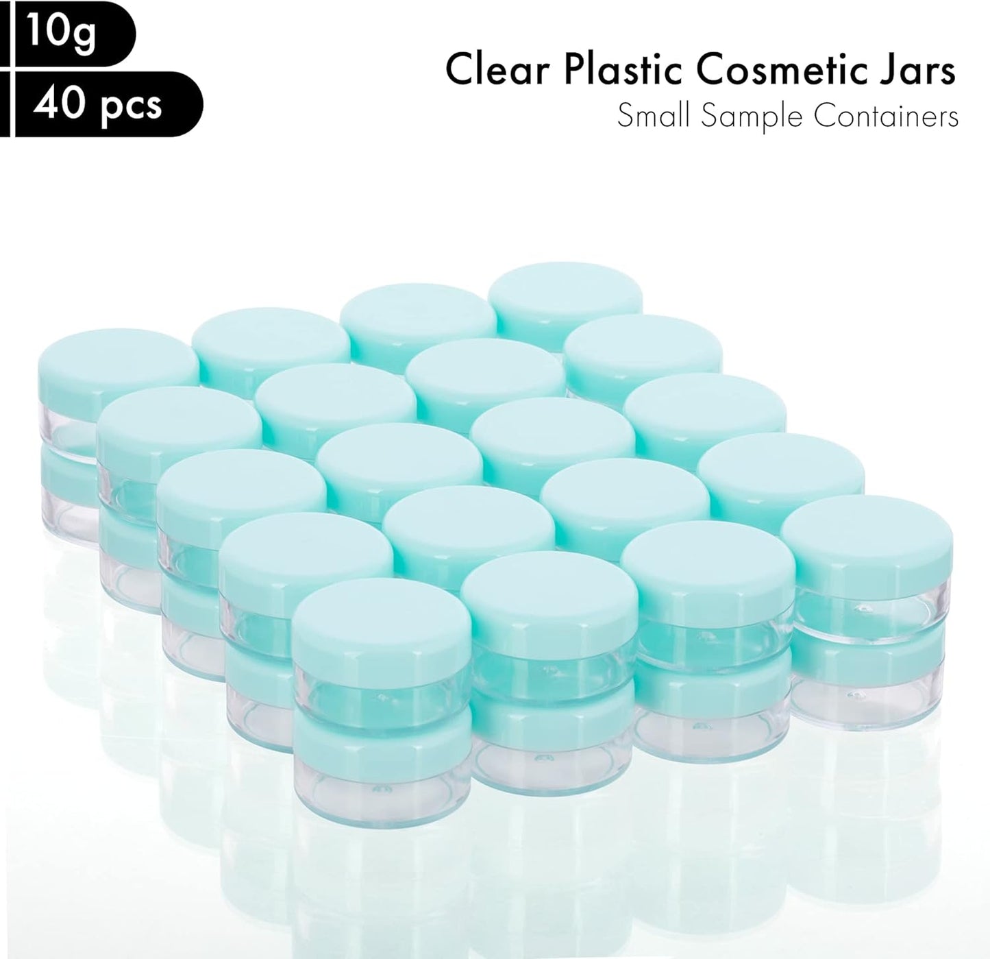 40Pcs 10 Gram Plastic Cosmetic Containers with Lids for Lotion, Creams, Toners, Lip Balms, Makeup Samples Jars BPA free (10g-40pcs, green)