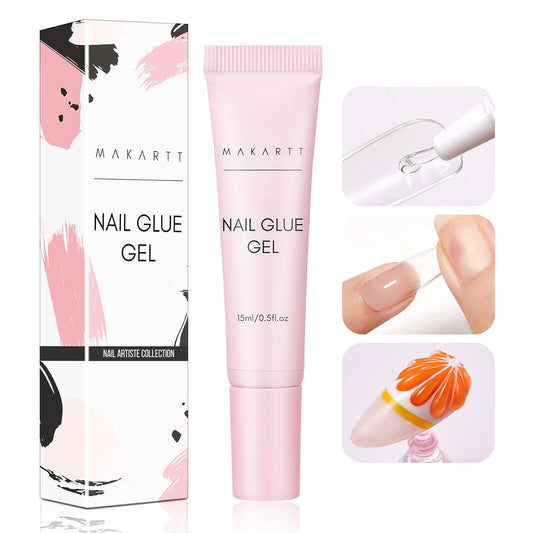 Makartt Gel Nail Glue: Solid Nail Glue for Press On Nails, 15ML 3D Gel UV Lamp Needed, Multifunctional Nails Tools Strong Adhesive Rhinestone Glues Gels for Charms & Gems, Ideal for DIY Home Salon Use