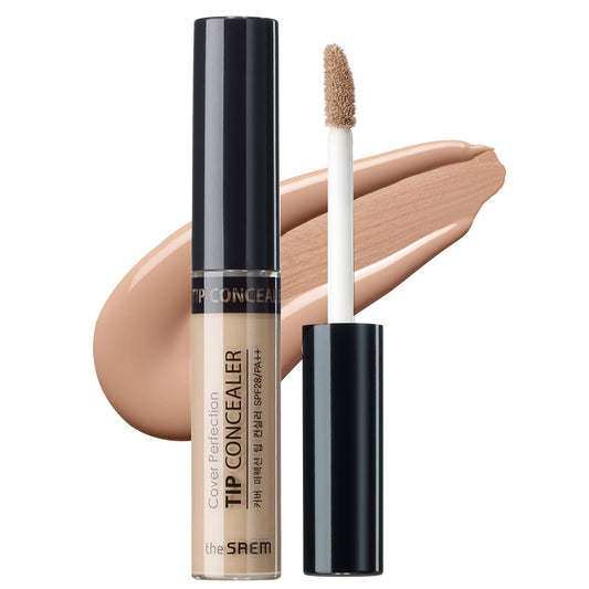 [the SAEM] Cover Perfection Tip Concealer 6.5g (# Contour Beige) - Countouring Conealer, Hairline & Sides of Nose & Cheek Bones
