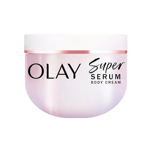 Olay Super Serum Body Cream for Dry Skin, 24hr Long Lasting Hydration, 5+ Ingredient Serum Complex for Bright Even Firm Luminous Skin, Sweet Vanilla & Soft Wood Scent,10 fl oz