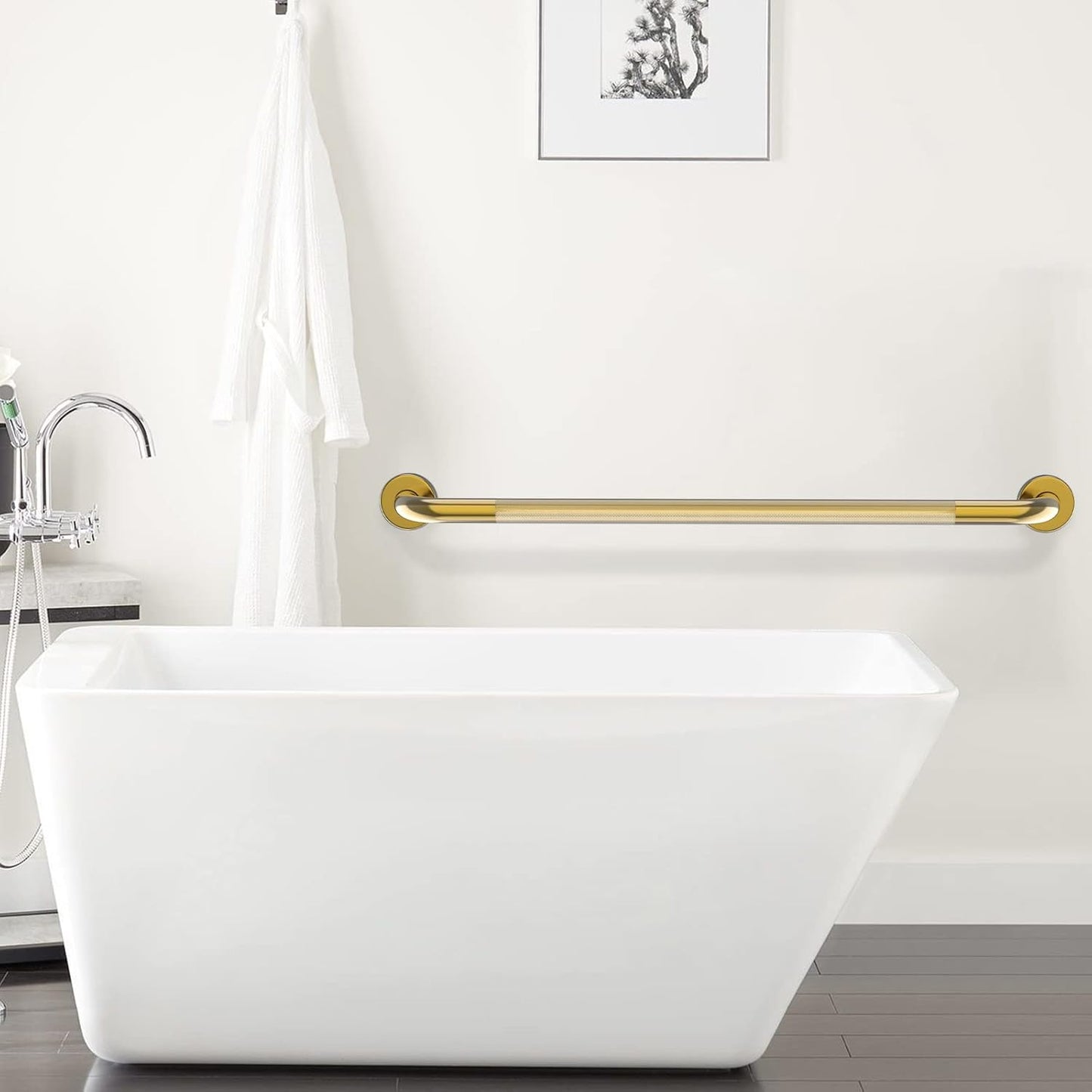 Gold Shower Grab Bar w/Anti-Slip Knurled Grip 36 Inch, Zepolu Wall Mounted Stainless Steel Bath Grab Bar,Safety Balanced Handrail, Handicap Injury Elderly Senior Assist Support Textured Handle