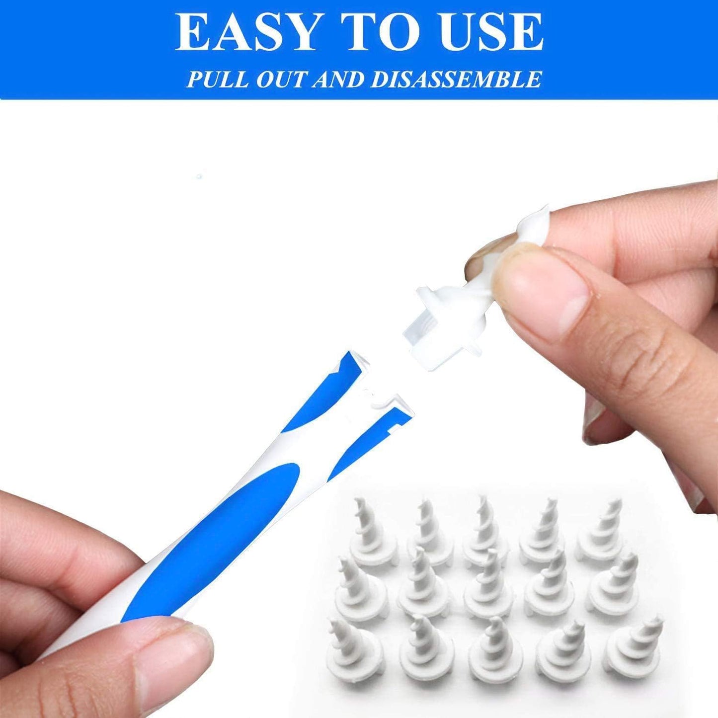 QGrips Earwax Removal-Spiral Ear Wax Removal Tool, Reusable Earwax Removal Kit Safe Ear Cleaner with 16 Pcs Soft and Flexible Replaceme