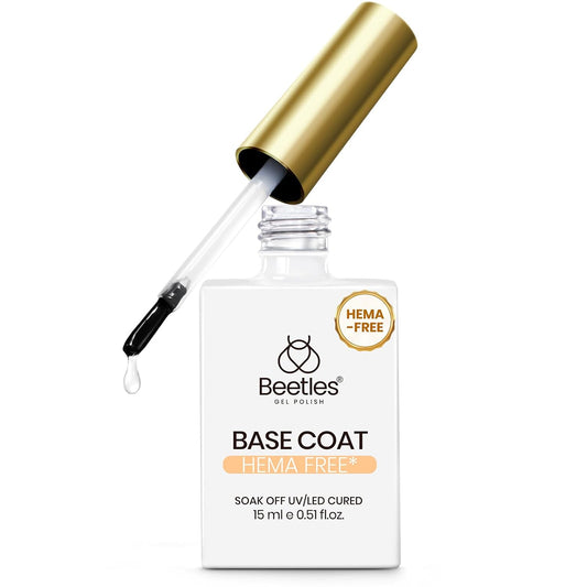 beetles Gel Polish Gel Base Coat HEMA Free, TPO Free Base Gel Nail Polish 15ml Soak Off LED Nail Lamp Base Coat Upgraded Formula Long-Lasting DIY at Home and Nail Salon