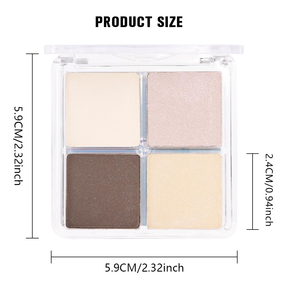 Kaely Powder Eyeshadow Quad, Natural Nude Shimmer Eyeshadow Palette Makeup, Neutral Eye Shadow Palette for Older Women Pigmented Waterproof, sombras para ojos, Blendable, Cruelty-free, 01