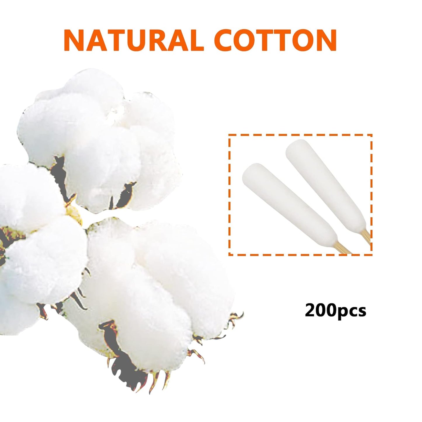 6 Inch Long Cotton Swabs of Medium and Large Pets Ears Cleaning or Makeup 200pcs