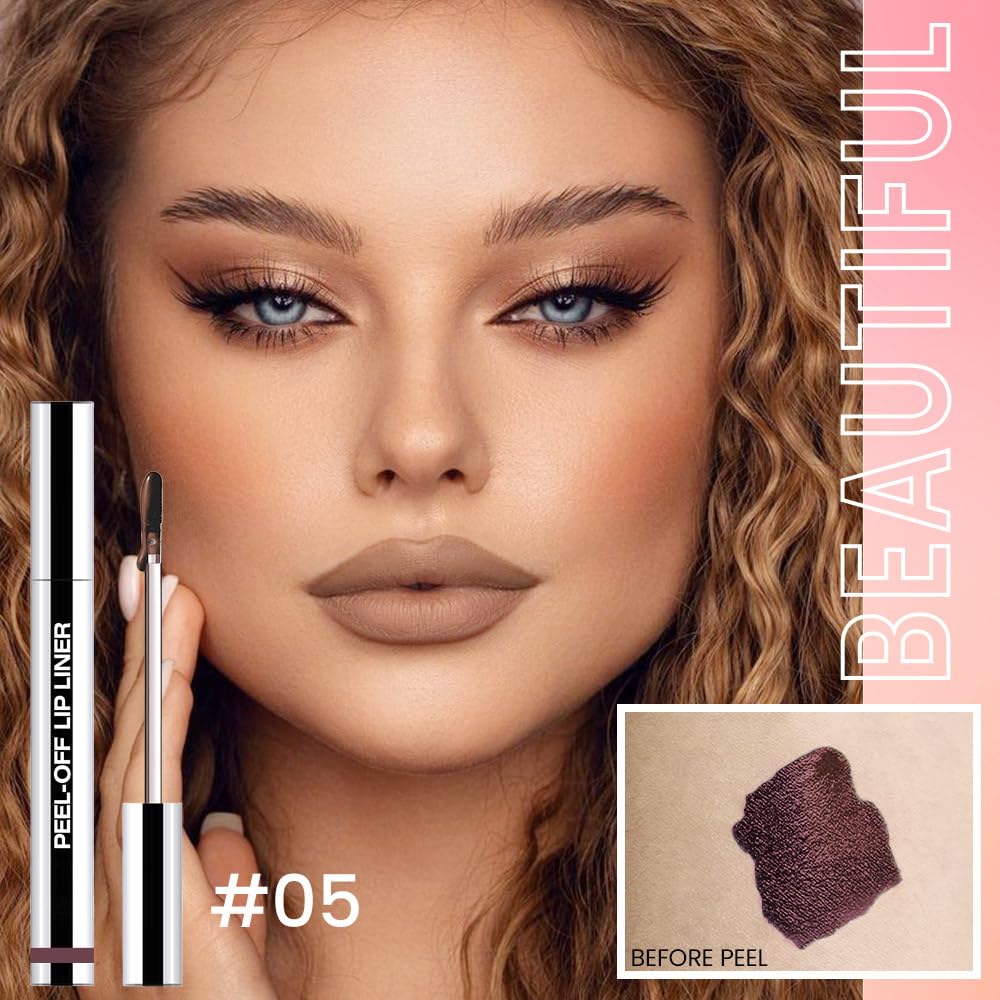 2Pcs Matte Liquid Lip Stain Peel Off Lip liner Tattoo, Matte Peel Off Lip Stain, Long Lasting Waterproof Lipstick Lip Gloss Stain, Transfer-proof for All Skin Types (0.24 fl oz-04#+05#)