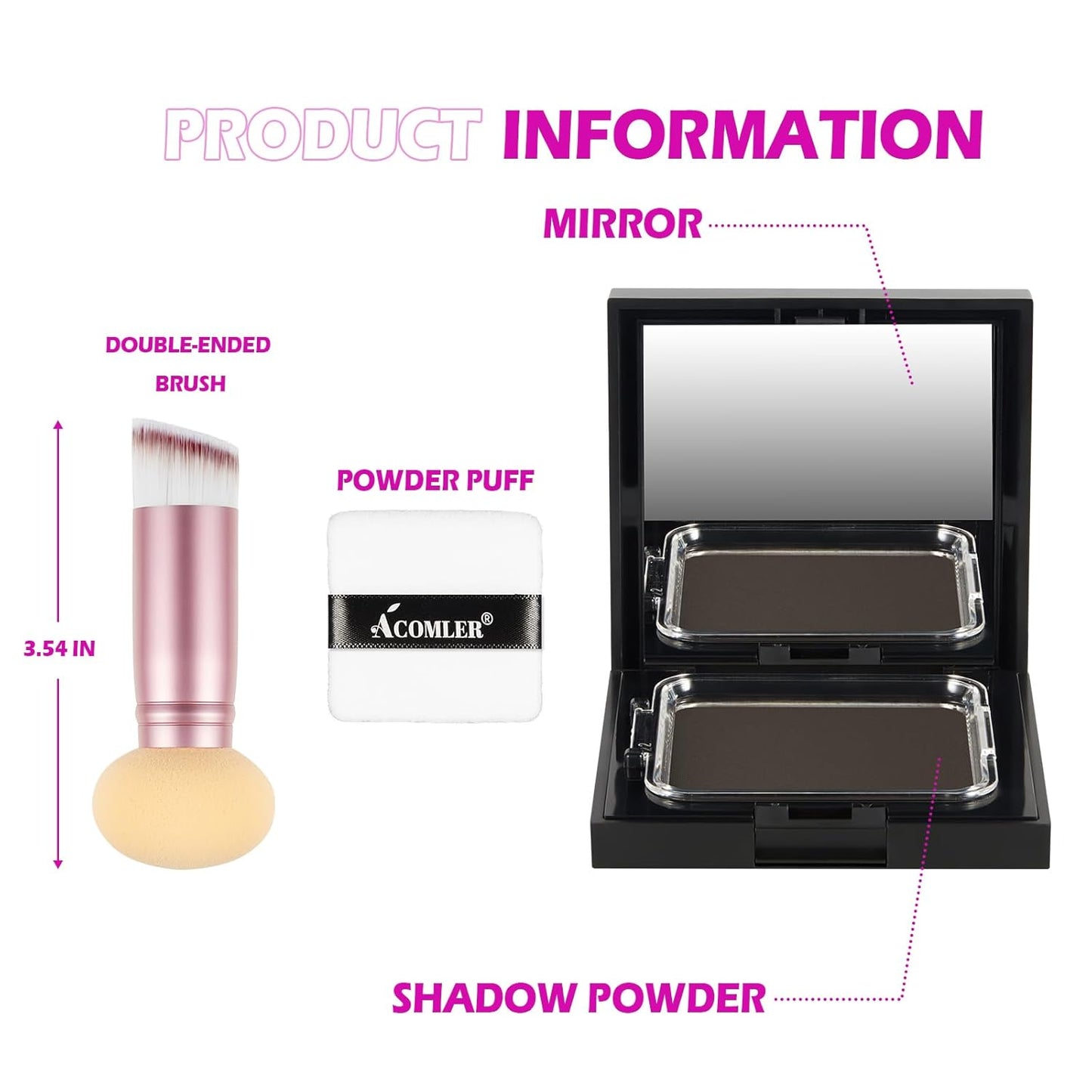 Acomler Root Touch Up Hair Color, Instantly Root Touch Up, Talc-Free Hairline Powder for Thinning, Instantly Gray Hair Cover Up, Hair Powder for Women Men, Includes Makeup Brush (Dark Brown, 0.42oz)