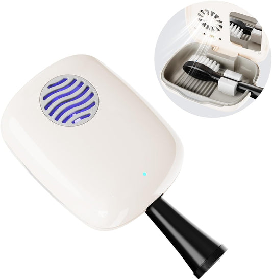 UV-C Toothbrush Sanitizer Cover Case and Holder Electric Travel Toothbrush Cover with Holder for Any Toothbrush Head Rechargeable Toothbrush Travel Case White