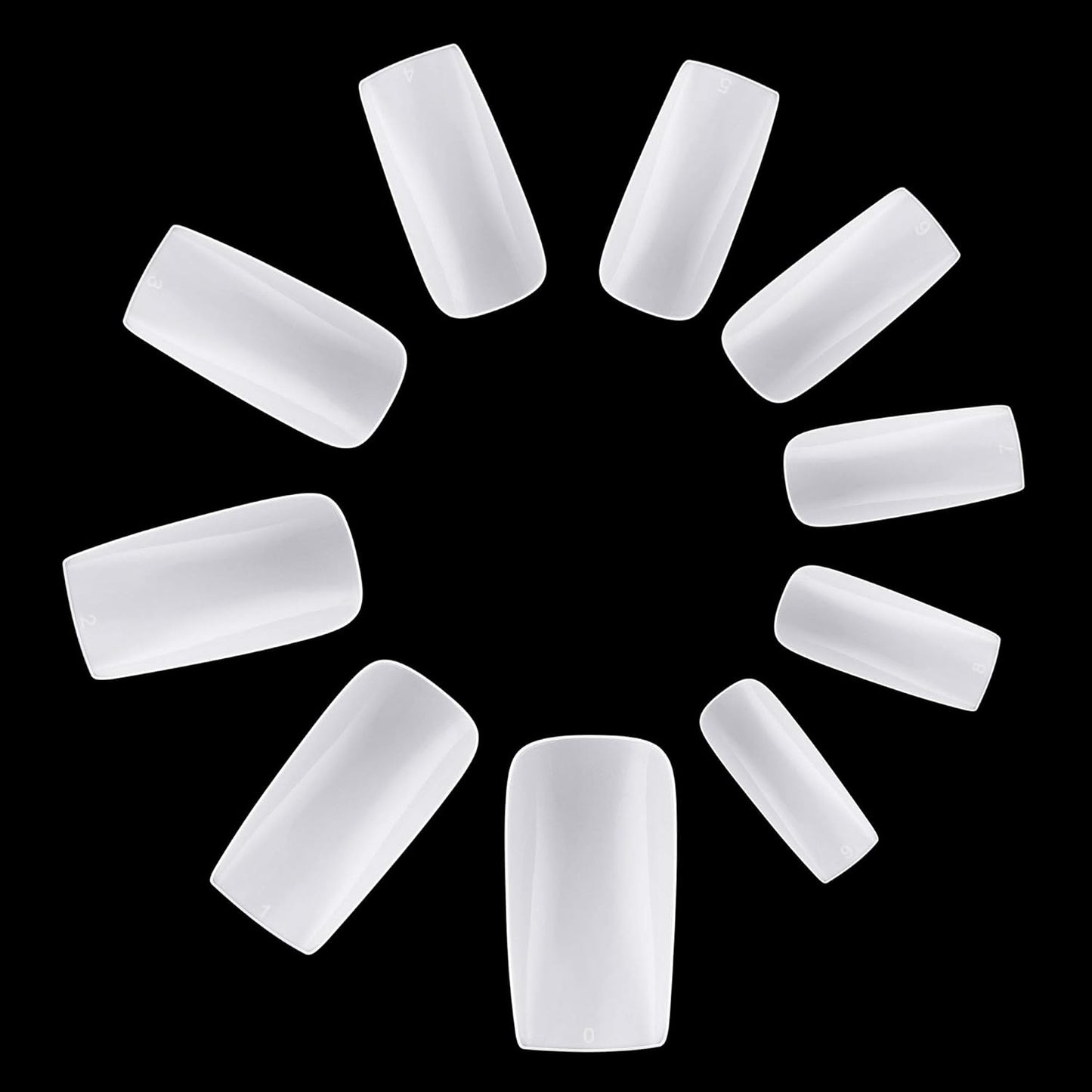 Full Cover Acrylic False Nail Tips, 500PCS Fake Nail Shape Artificial False Nails Tips 10 Sizes with Case for Nail Art Salons and Home DIY (White)