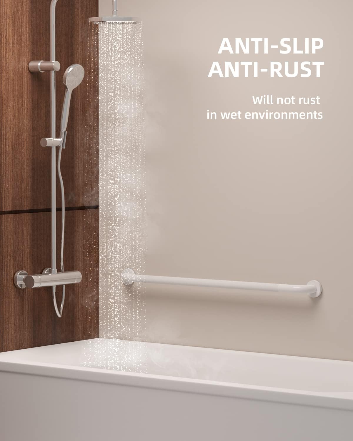 2 Pack 36 Inch Anti Slip Shower Grab Bar Oil Rubbed White 1.25" Diameter,Munzong Bathroom Grab Bar, Knurled Bathroom Balance Bar,Safety Hand Rail Support Handicap Elderly Senior Assist Bath Handle