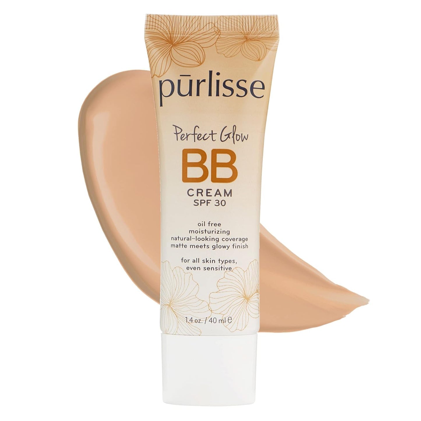 pūrlisse Perfect Glow BB Cream with SPF 30 - Matte Meets Dewy Finish - Enriched with Goji & Hawthorn Berry to Help Improve Skin Texture & Radiance - Light Warm (1.4 oz)