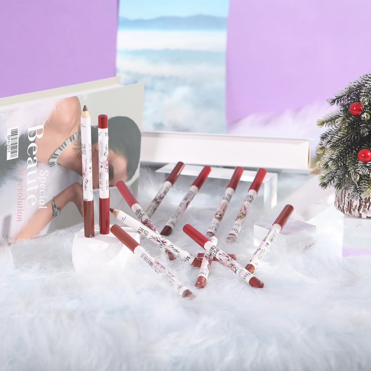 12PCS Lip Liner Pencils Set Pack for Shaping & Sculpting Lips, Modifieddark Lip Color Lipsticks,Long-Lasting Waterproof Lipsticks. (02, Color)