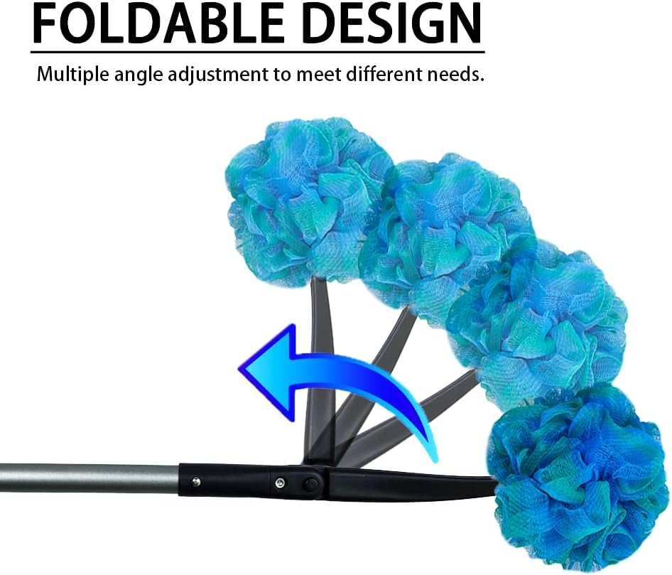 EASACE Long Handled Loofah with Sponges by Shower,Back Scrubber & Bath Sponges,Body Exfoliator Luffa on a Stick,for Elderly & Disabled, Soft Loofah for Bathing Men & Women