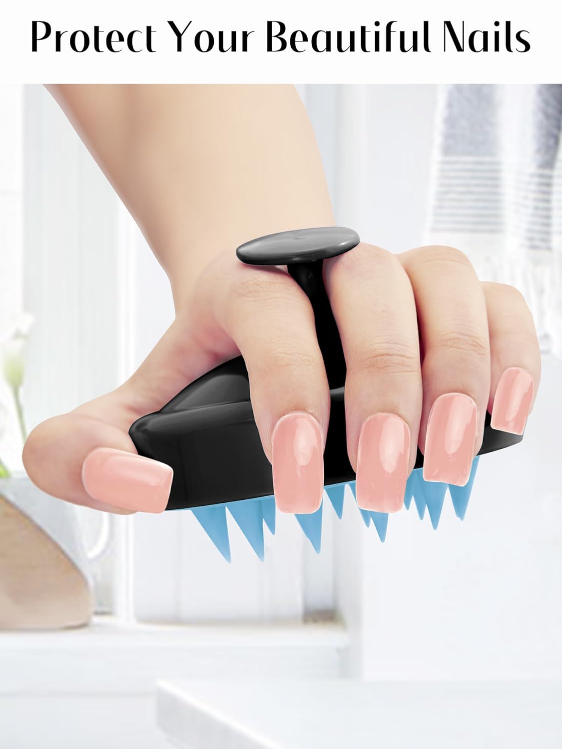 HEETA Shampoo Scalp Brush Massager Hair Growth, Scalp Scrubber with Soft Silicone Bristles for Hair Growth & Dandruff Removal, Hair Brush for Scalp Exfoliator, Black Blue