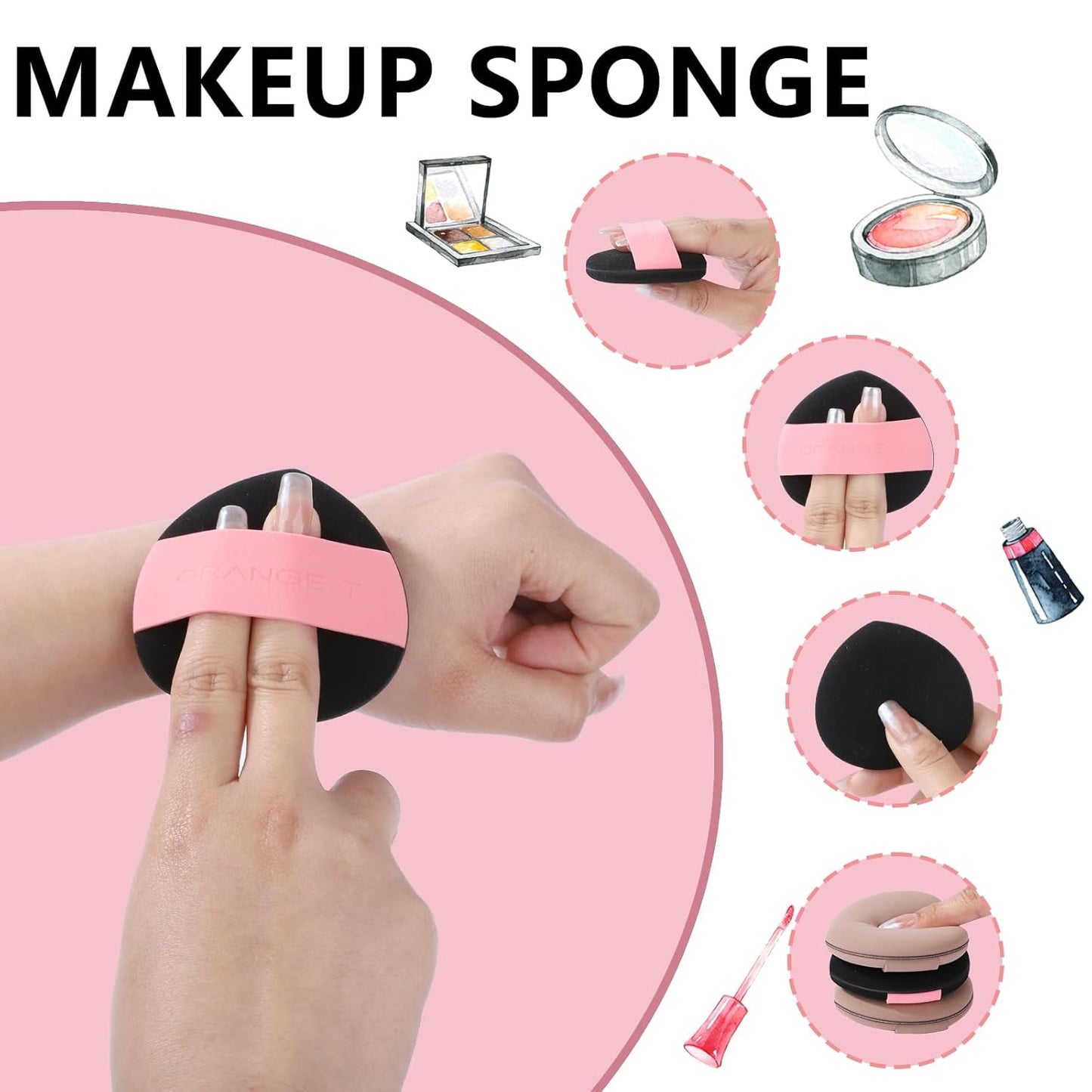 Lilystar 2Pcs Powder Puff Face Soft Makeup Sponge, Soft Triangle Powder Puffs Makeup Sponge Applicator Air Cushion Powder Puff for Liquid Foundation, Cream, Powder, Concealer (Black)