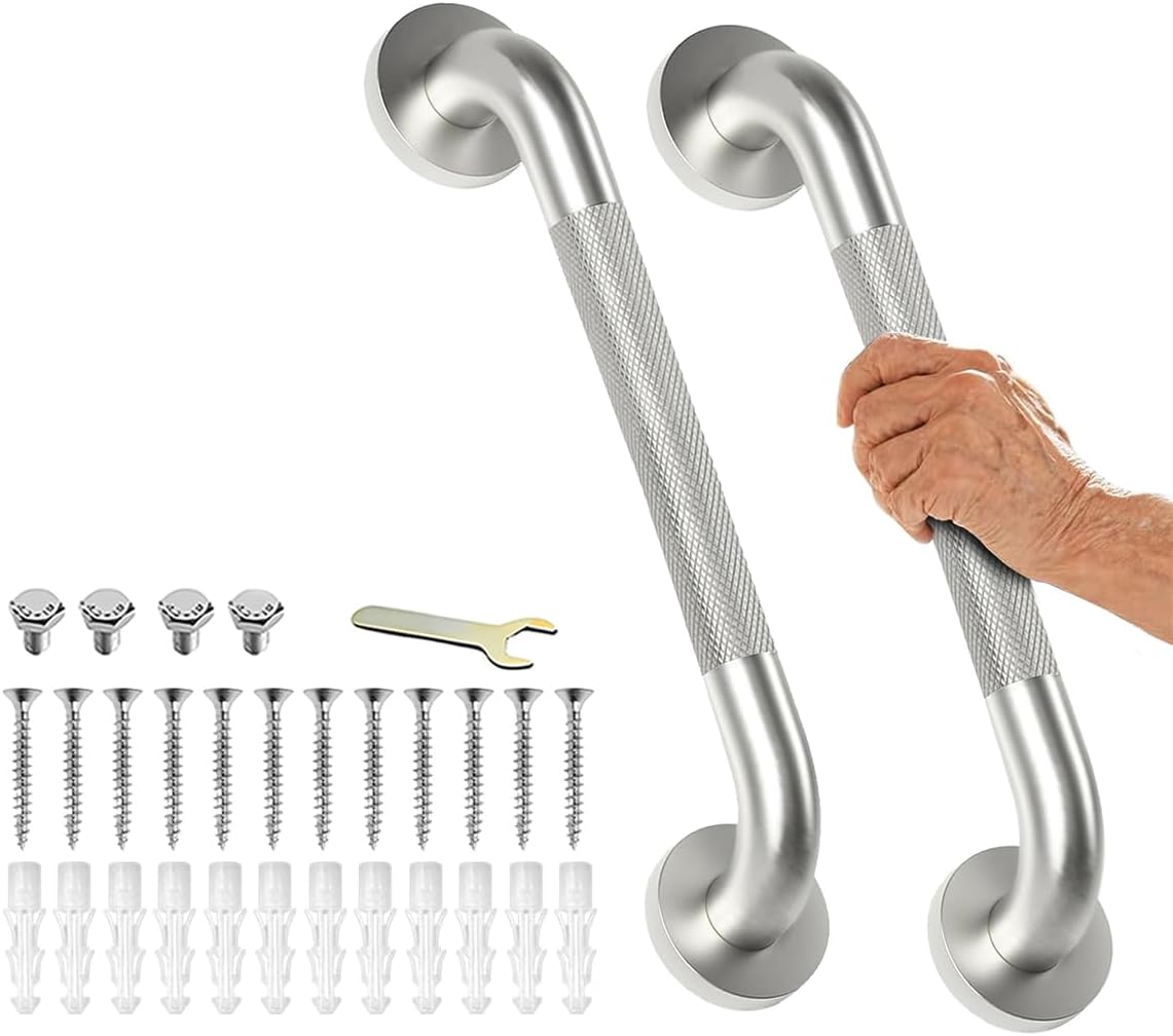 Grab Bars for Bathtubs and Showers 2 Pack 16'' Safety Grab Bar, Heavy Duty Shower Handle Bath Handrails for Seniors and Elderly, Bathroom Safety Grip