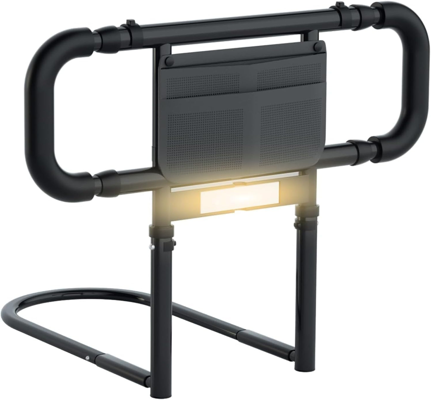 Bed Rails for Elderly Adults Safety: Elderly Assistance Products with Adjustable Double Grips, Storage Pocket, Motion Sensor Light, Items for Elderly Bed Rail, Can Withstand 300lb(Black)