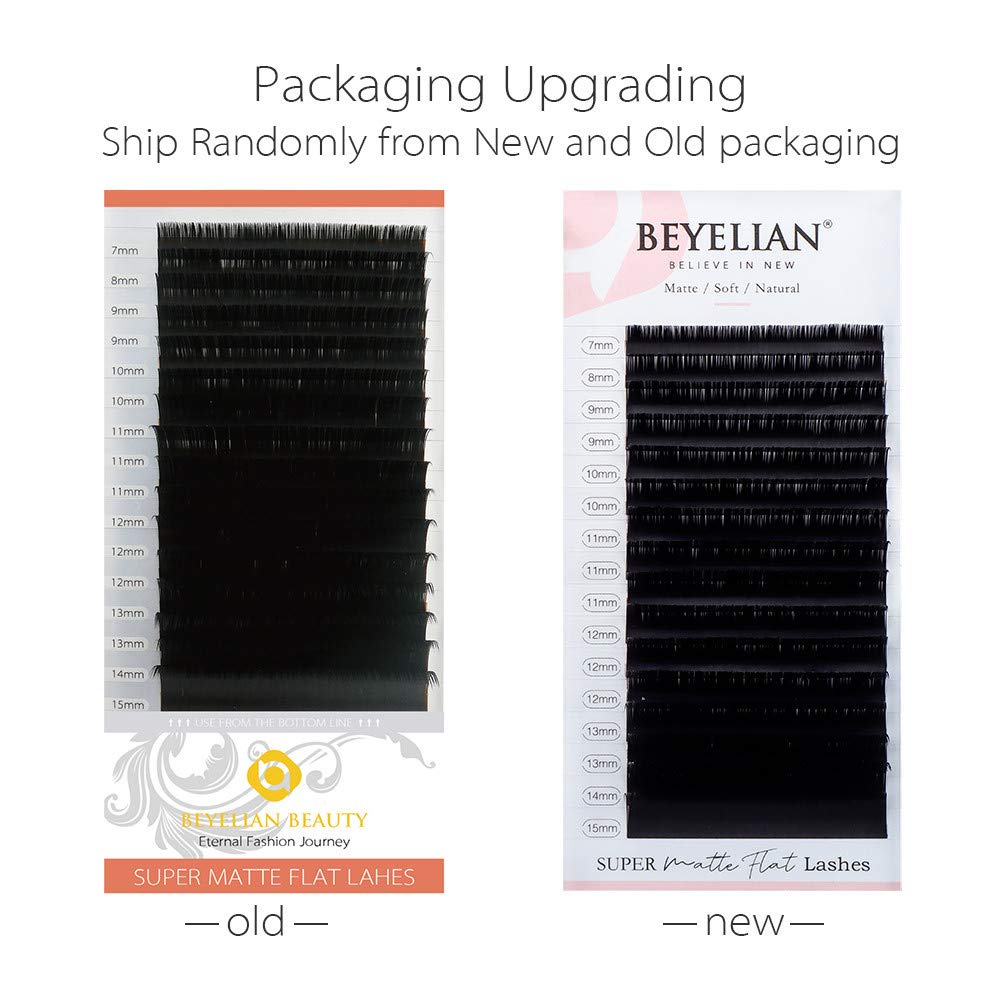 BEYELIAN Eyelash Extensions, Individual Lashes, 0.15mm D Curl 15mm Super Matte Classic Lash Extensions, Ellipse Flat Eyelash Extension, Light and Soft Natural Look for Professional Salon Use