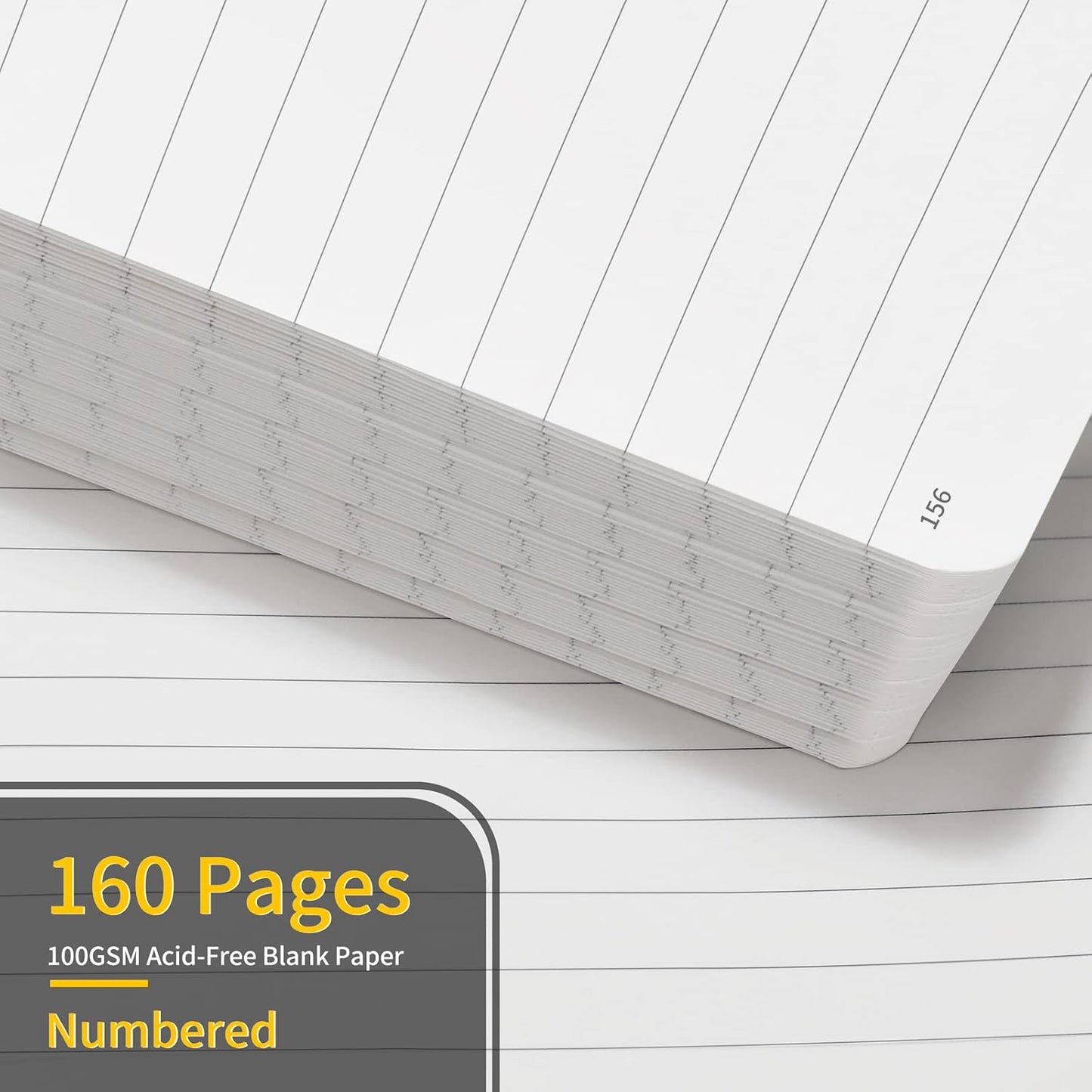 Annecy Lined Journal Notebook, Hardcover Numbered College Ruled Journal, Medium 5.5x 8.25, 160 Pages 100GSM Writing Paper, Purple