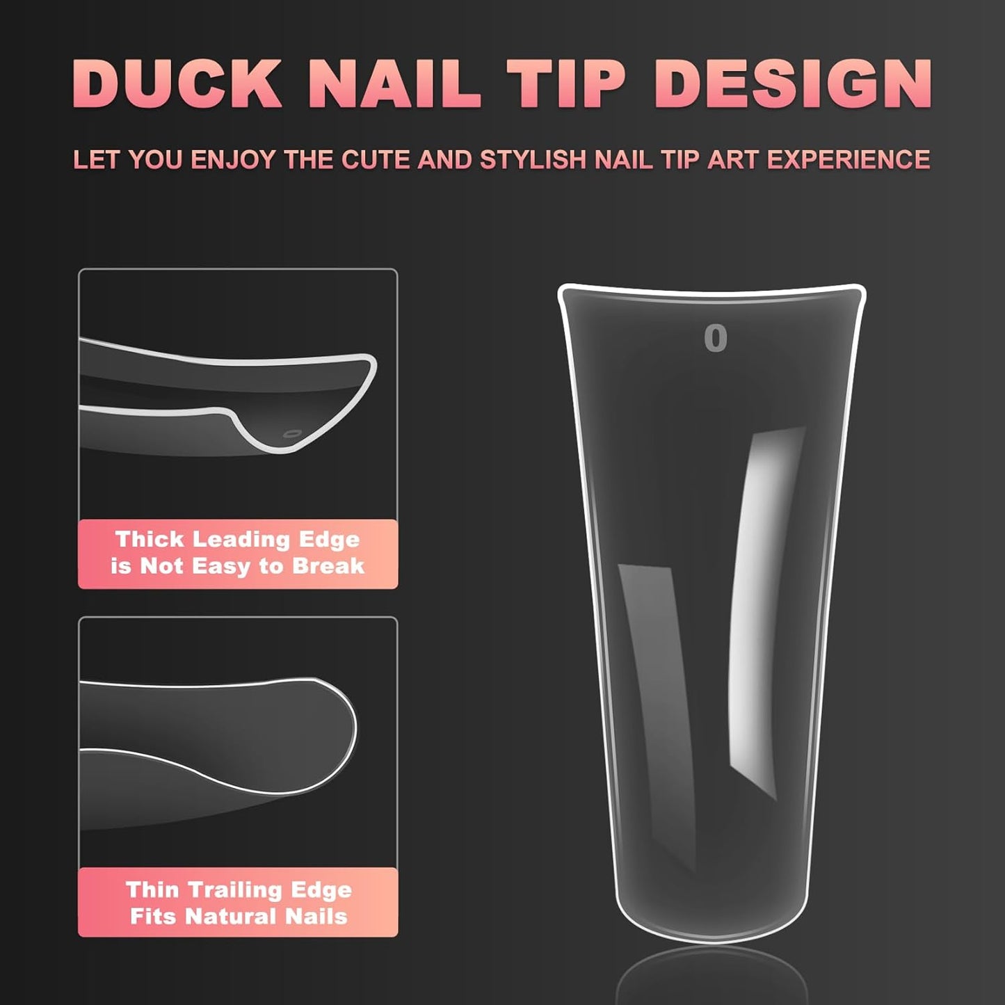 Ranrose Duck Nail Tips - 120pcs Extra Long Duck Feet Style Full Cover False Nail 12 sizes XXL Clear Press on Nail for Acrylic Nails Professional Y2K Nail Salon