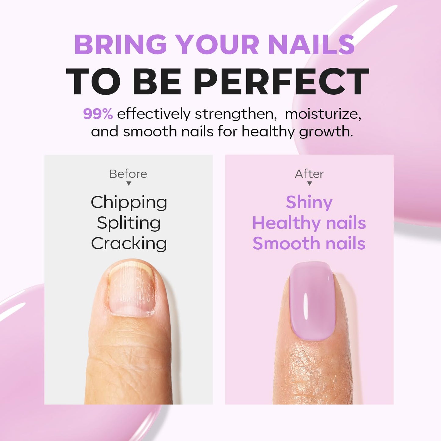 modelones Nail Strengthener Jelly Purple Nail Repair for Damaged Nails Strengthening Polish 15ml Nail Growth and Strengthener Natural Concealer Foundation Nail Care Gifts for Women