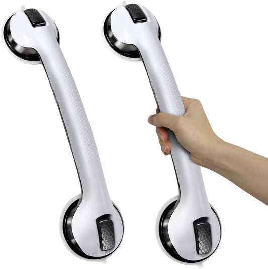 Grab Bars for Bathtubs and Showers, 2 Pack Shower Handles for Elderly with Strong Suction, 16 Inch Bathroom Shower Safety Bars for Seniors and Disabled for Wall