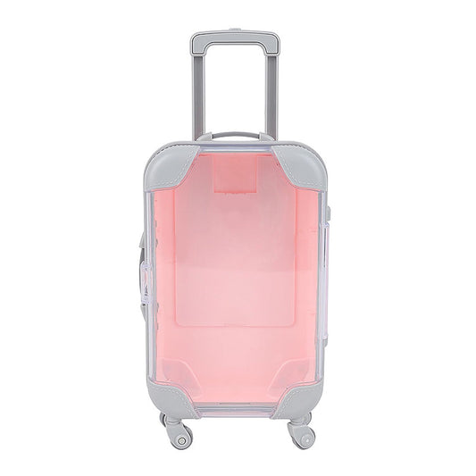 False Eyelash Storage Box, Portable Travel Organizer Mini Luggage False Eyelash Tray Makeup Tool (PINK)