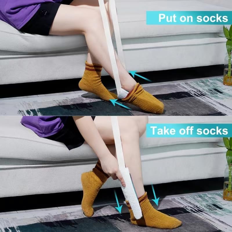 Sock Aid, Sock Helpers to Put on Your Socks for Seniors, Disabled, Pregnancy, Assist Device for Elderly, Tool Aide Puller Easy on and Off with No Bending(Blue)