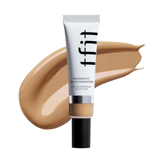TFIT Radiance Fit Serum Foundation - Flawless Coverage, Dewy finish, Long-lasting Waterproof and sweatproof,Lightweight,Creamy Natural,1.05 Oz. (W5.5 Tawny, 1.05 Oz.)
