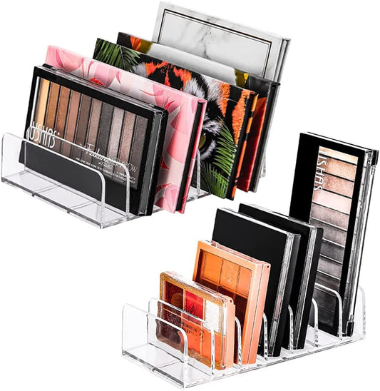 Eyeshadow Makeup Palette Cosmetic Organizer - Waterproof Eyeshadow Organizer for Eye Makeup Palette,Bathroom Countertop,7 Sections (2PCS-Small&Large)